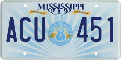 MS license plate ACU451