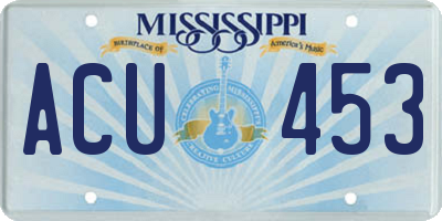 MS license plate ACU453