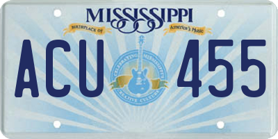 MS license plate ACU455