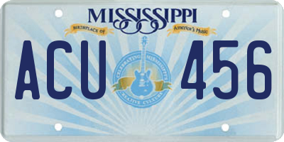 MS license plate ACU456