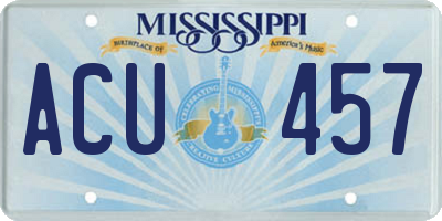 MS license plate ACU457