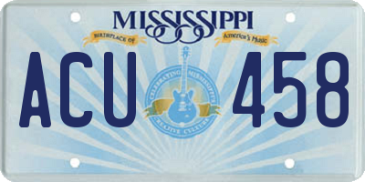 MS license plate ACU458