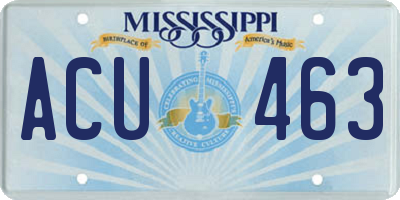 MS license plate ACU463