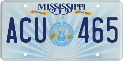 MS license plate ACU465