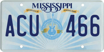 MS license plate ACU466