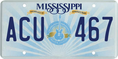 MS license plate ACU467