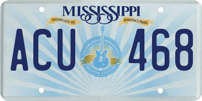 MS license plate ACU468