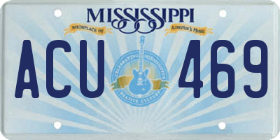 MS license plate ACU469