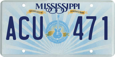 MS license plate ACU471