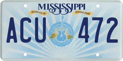 MS license plate ACU472