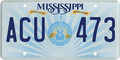 MS license plate ACU473
