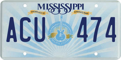 MS license plate ACU474