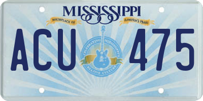 MS license plate ACU475