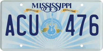 MS license plate ACU476