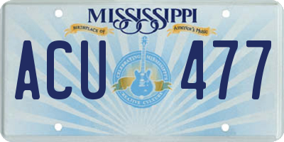 MS license plate ACU477