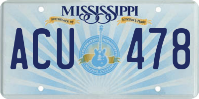 MS license plate ACU478