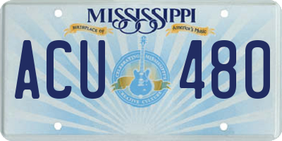MS license plate ACU480