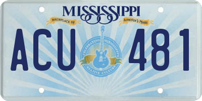 MS license plate ACU481