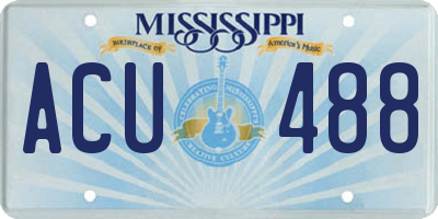 MS license plate ACU488