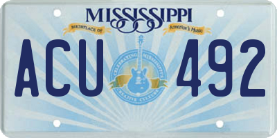 MS license plate ACU492