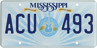 MS license plate ACU493
