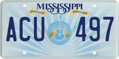 MS license plate ACU497
