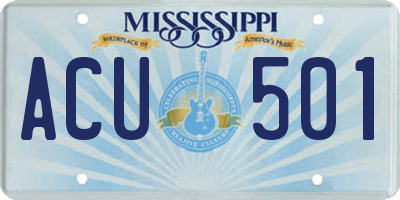 MS license plate ACU501