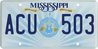MS license plate ACU503