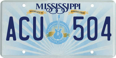 MS license plate ACU504