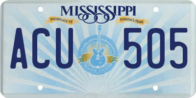 MS license plate ACU505