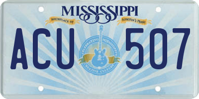MS license plate ACU507