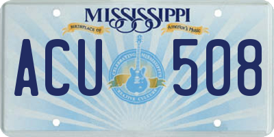 MS license plate ACU508