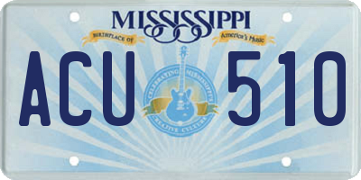 MS license plate ACU510