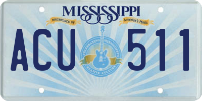 MS license plate ACU511