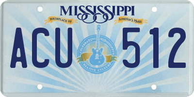 MS license plate ACU512