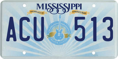 MS license plate ACU513