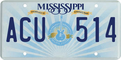 MS license plate ACU514