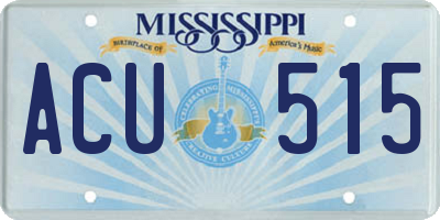 MS license plate ACU515
