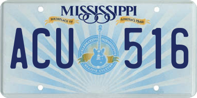 MS license plate ACU516