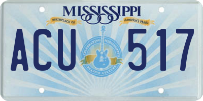 MS license plate ACU517
