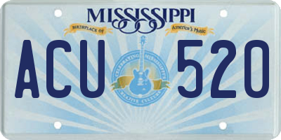 MS license plate ACU520