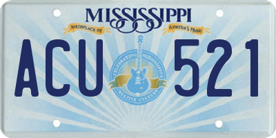 MS license plate ACU521