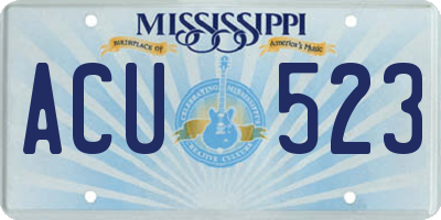 MS license plate ACU523