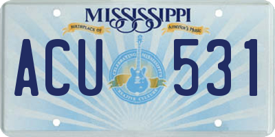 MS license plate ACU531