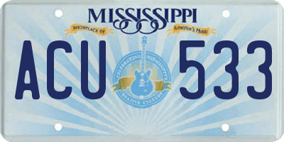 MS license plate ACU533
