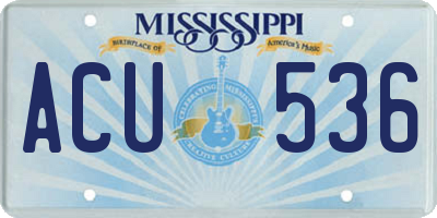 MS license plate ACU536