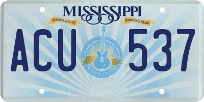 MS license plate ACU537