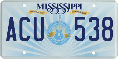 MS license plate ACU538