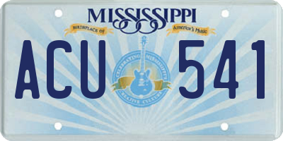 MS license plate ACU541