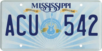 MS license plate ACU542